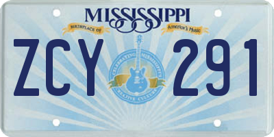MS license plate ZCY291
