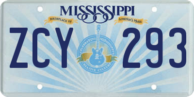 MS license plate ZCY293