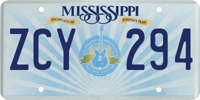 MS license plate ZCY294