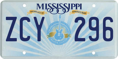 MS license plate ZCY296
