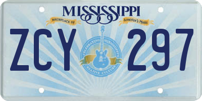 MS license plate ZCY297