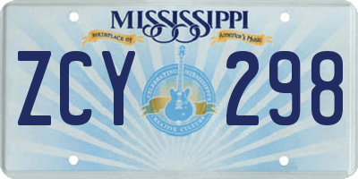 MS license plate ZCY298