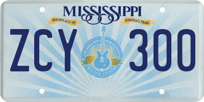 MS license plate ZCY300