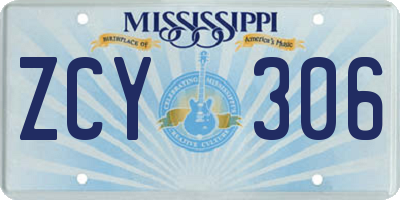 MS license plate ZCY306