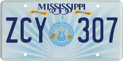 MS license plate ZCY307