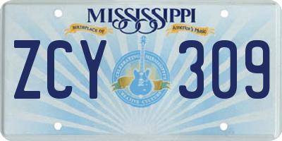 MS license plate ZCY309