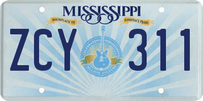 MS license plate ZCY311