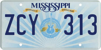 MS license plate ZCY313