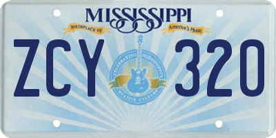 MS license plate ZCY320