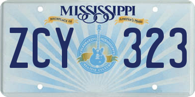 MS license plate ZCY323