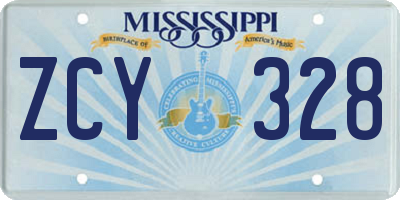 MS license plate ZCY328