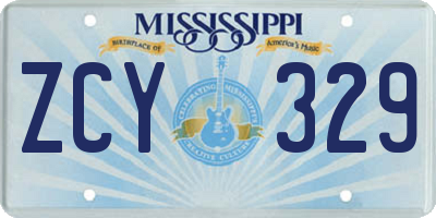 MS license plate ZCY329