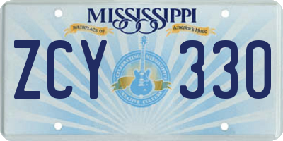 MS license plate ZCY330