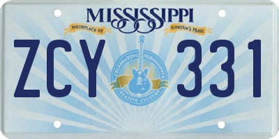 MS license plate ZCY331