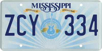 MS license plate ZCY334