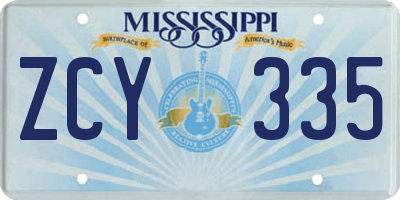 MS license plate ZCY335
