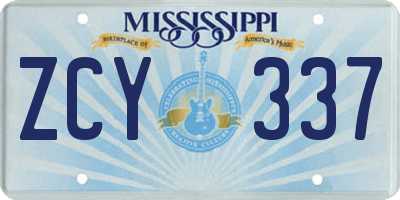 MS license plate ZCY337