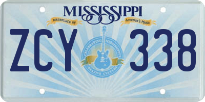 MS license plate ZCY338