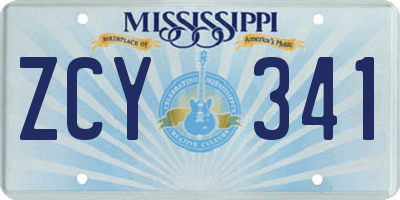 MS license plate ZCY341