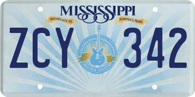 MS license plate ZCY342