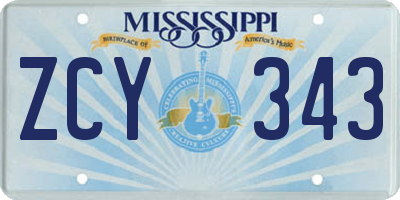 MS license plate ZCY343