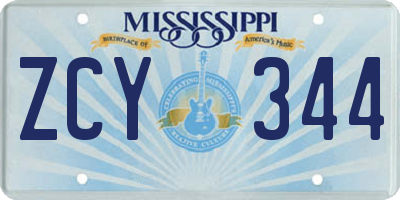 MS license plate ZCY344