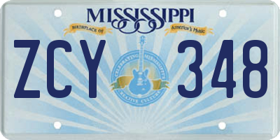MS license plate ZCY348