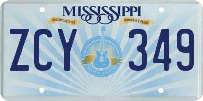MS license plate ZCY349