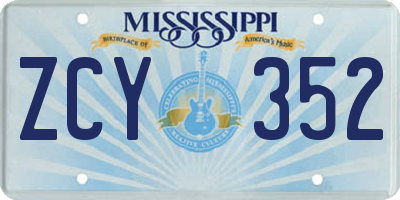 MS license plate ZCY352