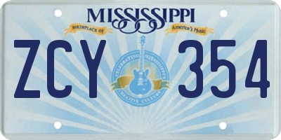 MS license plate ZCY354