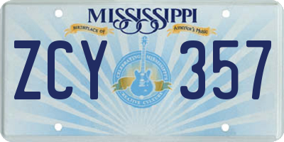MS license plate ZCY357