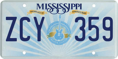 MS license plate ZCY359
