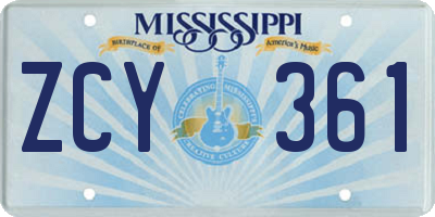 MS license plate ZCY361
