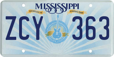 MS license plate ZCY363