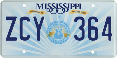 MS license plate ZCY364