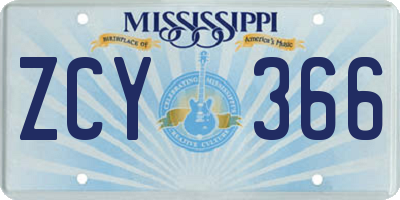 MS license plate ZCY366