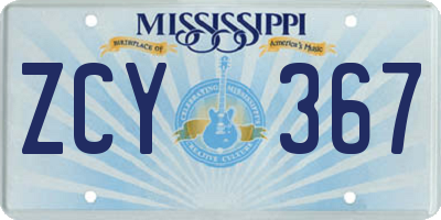 MS license plate ZCY367