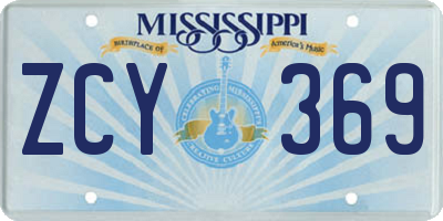 MS license plate ZCY369