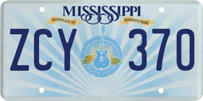 MS license plate ZCY370