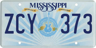 MS license plate ZCY373