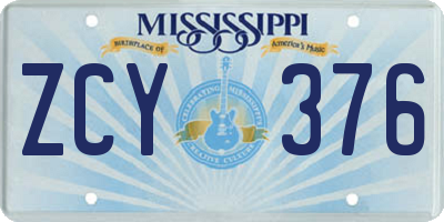 MS license plate ZCY376