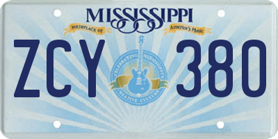 MS license plate ZCY380