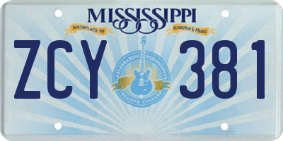 MS license plate ZCY381