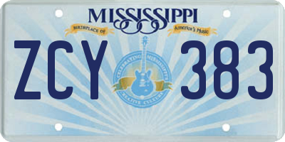 MS license plate ZCY383
