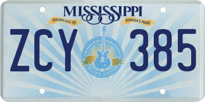 MS license plate ZCY385