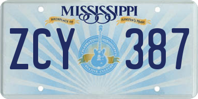 MS license plate ZCY387