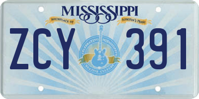 MS license plate ZCY391
