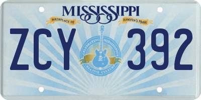 MS license plate ZCY392