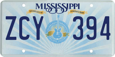 MS license plate ZCY394