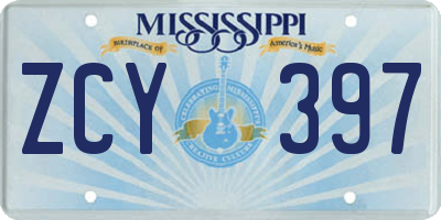 MS license plate ZCY397